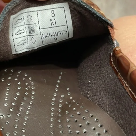 SAS Simplify brown leather embossed croc pattern slip on loafer size 8 - Picture 5 of 8